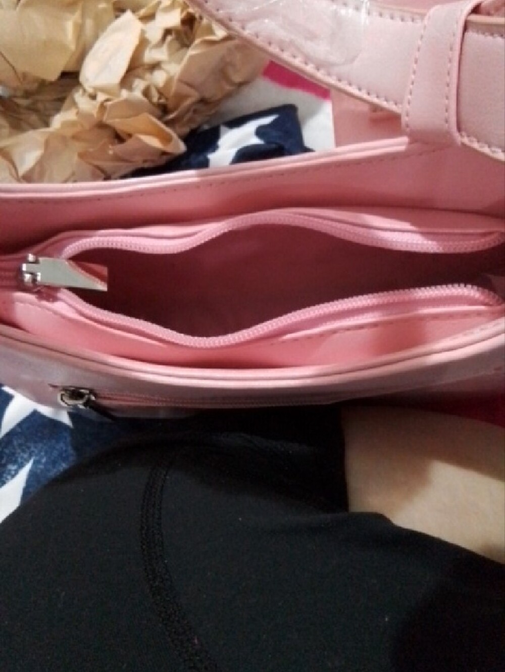 Pink Shoulder Bag with Front Zip Pocket - Picture 5 of 5